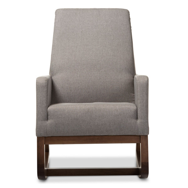 Baxton Studio Yashiya Mid-century Grey Upholstered Rocking Chair 123-6817
